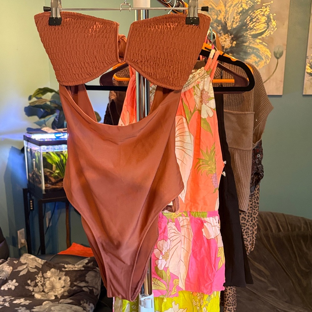 aerie Rust Brown One-Piece Swimsuit